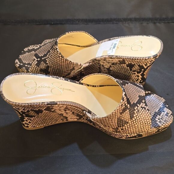 BRAND NEW JESSICA SIMPSON WOMEN'S SNAKESKIN SLIDE SANDALS G1 - Picture 10 of 15
